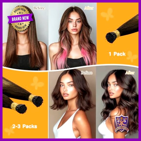 18 Inch Real Human Hair I Tip Extensions, 50g Cold Fusion Technology main image 5
